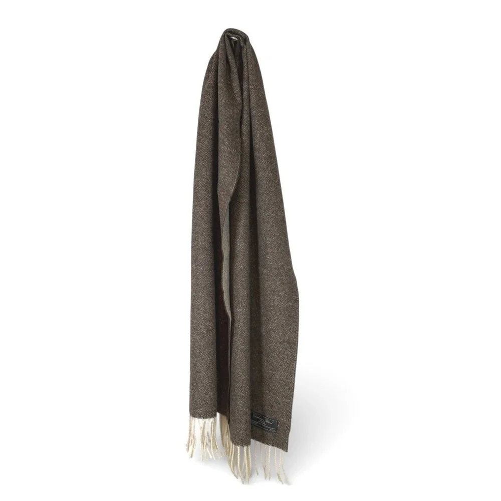 Linea Emmeti Brown Wool Cashmere Blend Scarf Made in Italy Fringed 12x71 NEW